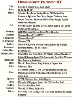 1998 hg factory xt specs