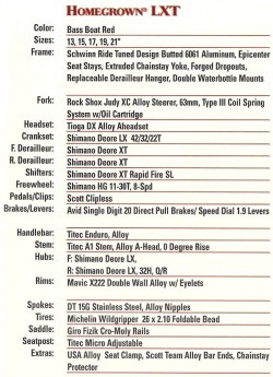 1998 hg lxt specs