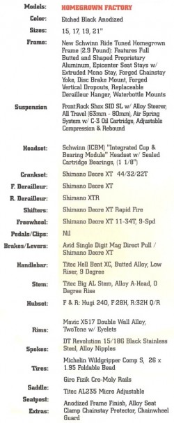 2000 hg factory specs
